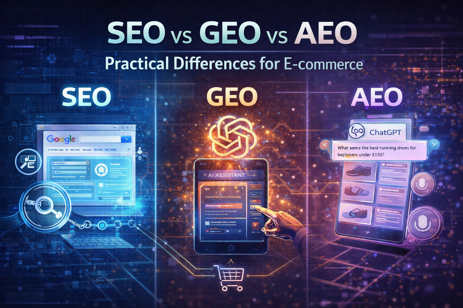 SEO vs GEO vs AEO Banner