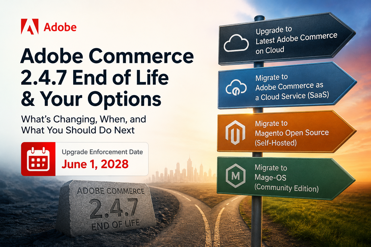 Adobe Commerce 2.4.7 end of life timeline — upgrade enforcement date June 1, 2028